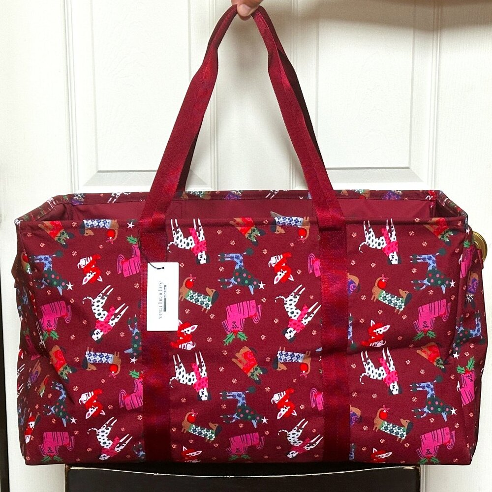 VERA BRADLEY HOLIDAY HOUNDS OVERSIZED CAR TOTE:NWT DOGS